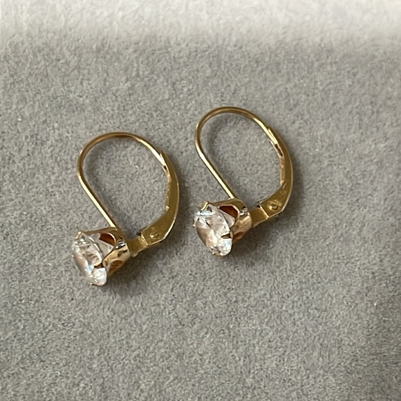 14K Yellow Gold & Cubic Zirconia Lever Back Dangle Earrings